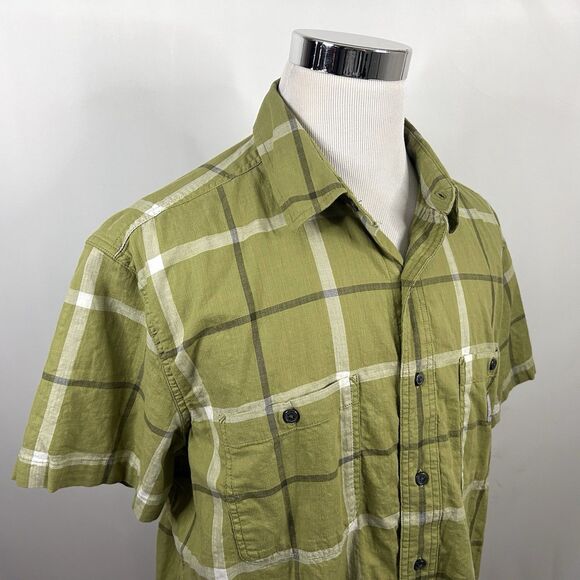 Carhartt XL Relaxed Fit Rugged Flex Work Shirt Green Plaid Short Sleeve - Picture 1 of 4
